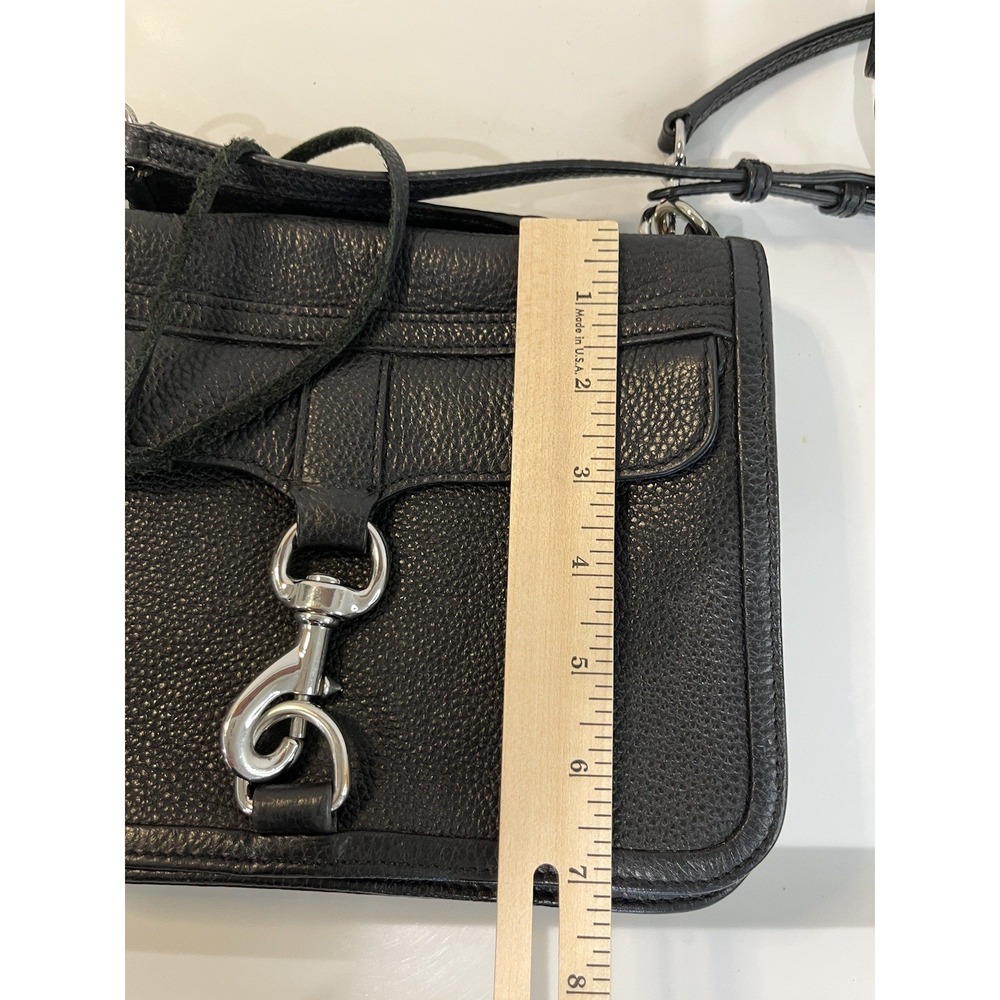 REBECCA MINKOFF Black Pebbled Leather Top Handle‎ Crossbody Bag Minimalist - Picture 6 of 11